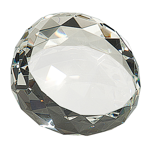 Round Slanted Crystal Facet Paperweight