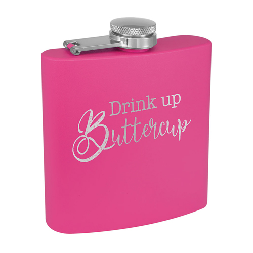 Matte Pink Powder Coated Stainless Steel Flask
