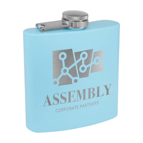 Matte Light Blue Powder Coated Stainless Steel Flask