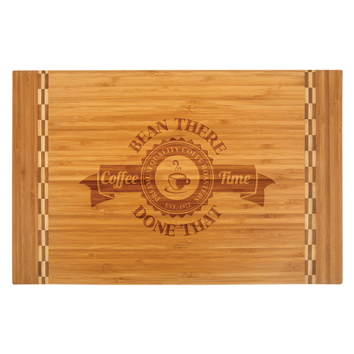 Rectangle Bamboo Cutting Board with Butcher Block Inlay