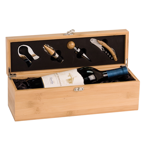Wine Box with Tools in Bamboo Finish