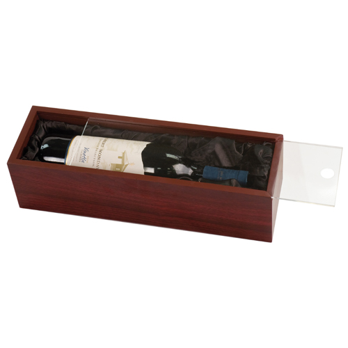 Wine Box with Clear Acrylic Lid in Rosewood Finish